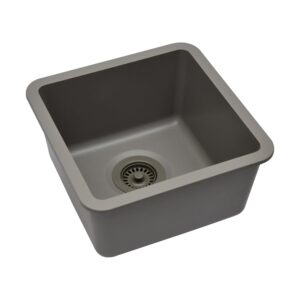 15" x 15" Quartz Kitchen Sink, Single Bowl Kitchen Sinks, Drop in Kitchen Sink, Granite Composite Kitchen Sink, Undermount Sink, Galaxy Concrete Kitchen Sink, with Grid, Strainer, Flange, LP-1515-C