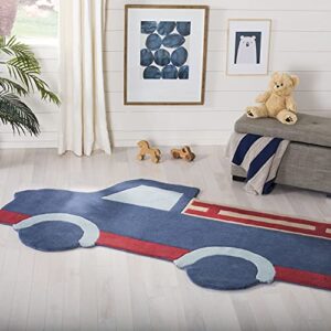 martha stewart x safavieh 3'9" x 7' blue msr4568a handmade truck wool playroom nursery bedroom area rug