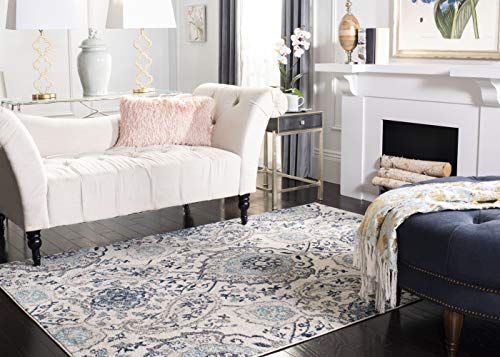 SAFAVIEH Madison Collection Area Rug - 5'3" x 7'6", Cream & Light Grey, Boho Chic Glam Paisley Design, Non-Shedding & Easy Care, Ideal for High Traffic Areas in Living Room, Bedroom (MAD600C)