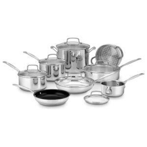 cuisinart 14-piece cookware set, chef's classic stainless steel collection, 77-14n