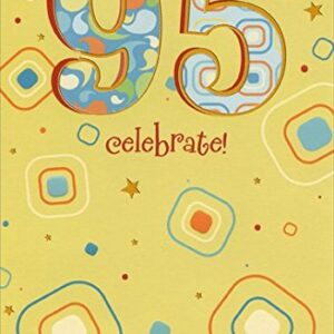 Die Cut 95 with Silver Foil Trim on Yellow: 95th - Designer Greetings Birthday Card