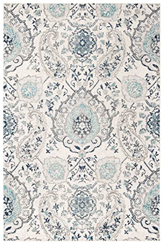 SAFAVIEH Madison Collection Area Rug - 5'3" x 7'6", Cream & Light Grey, Boho Chic Glam Paisley Design, Non-Shedding & Easy Care, Ideal for High Traffic Areas in Living Room, Bedroom (MAD600C)