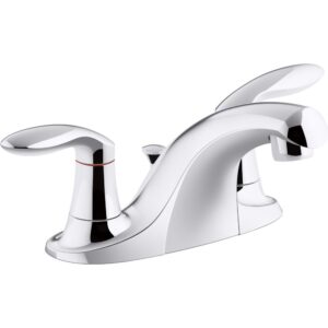 kohler k-15241-4ra-cp coralais two-handle centerset bathroom sink faucet with metal pop-up drain & lift rod, polished chrome