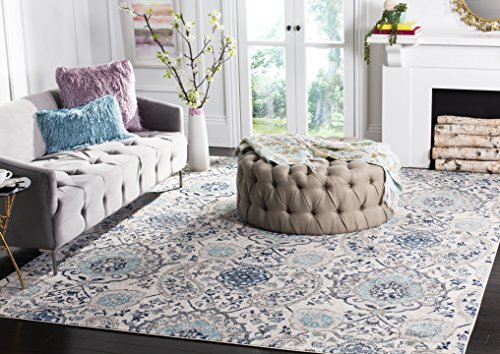 SAFAVIEH Madison Collection Area Rug - 5'3" x 7'6", Cream & Light Grey, Boho Chic Glam Paisley Design, Non-Shedding & Easy Care, Ideal for High Traffic Areas in Living Room, Bedroom (MAD600C)