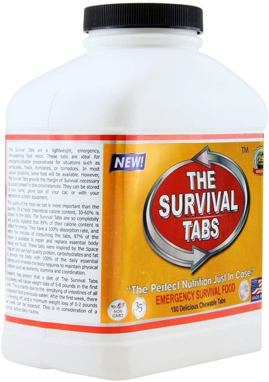 The Survival Tabs 60-Day 720 Tabs Emergency Food Ration Survival MREs Food Replacement for Outdoor Activities Disaster Preparedness Gluten Free and Non-GMO 25 Years Shelf Life Long Term - Mixed Flavor