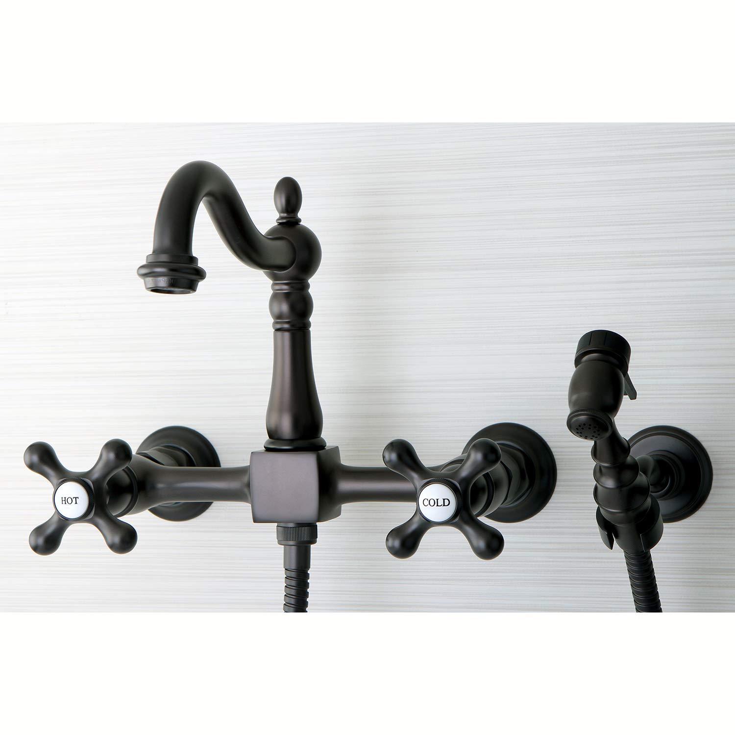 Kingston Brass KS1265AXBS Heritage Bridge Kitchen Faucet, Oil Rubbed Bronze