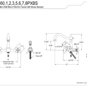 Kingston Brass KS1268PXBS Heritage Wall Mount Kitchen Faucet Sprayer, Brushed Nickel, 8 x 6.56 x 2.25