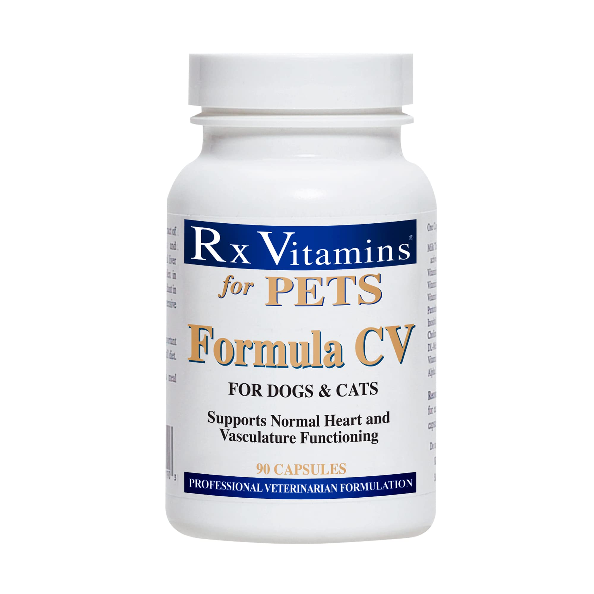 Rx Vitamins Formula CV for Dogs & Cats - Cat and Dog Heart Health - Feline & Canine Cardiac Support - 90 ct