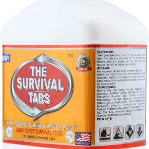 The Survival Tabs 60-Day 720 Tabs Emergency Food Ration Survival MREs Food Replacement for Outdoor Activities Disaster Preparedness Gluten Free and Non-GMO 25 Years Shelf Life Long Term - Mixed Flavor