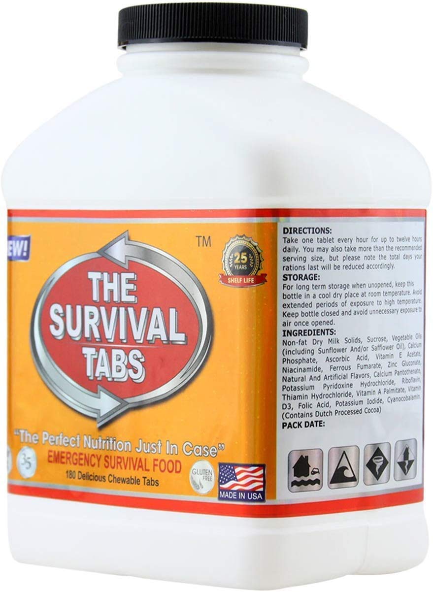 The Survival Tabs 60-Day 720 Tabs Emergency Food Ration Survival MREs Food Replacement for Outdoor Activities Disaster Preparedness Gluten Free and Non-GMO 25 Years Shelf Life Long Term - Mixed Flavor