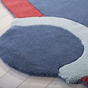 MARTHA STEWART x SAFAVIEH 3'9" x 7' Blue MSR4568A Handmade Truck Wool Playroom Nursery Bedroom Area Rug