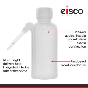 EISCO Wash Bottle, 250ml - Polyethylene - Translucent, Unbreakable - Screw Cap with Down Spout for Dispensing Liquid Labs