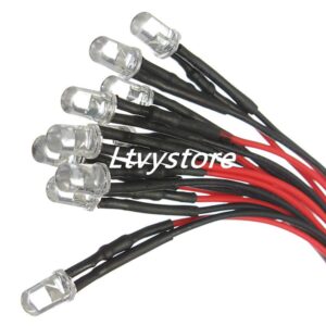 Ltvystore 100Pcs 5MM 12V LED Pre Wired Prewired 7.87 Inch Lamp Light Bulb Round Prewired Emitting Diode Red Blue Yellow Green White & Black 5MM LED Plastic Clip Holder Display Panel