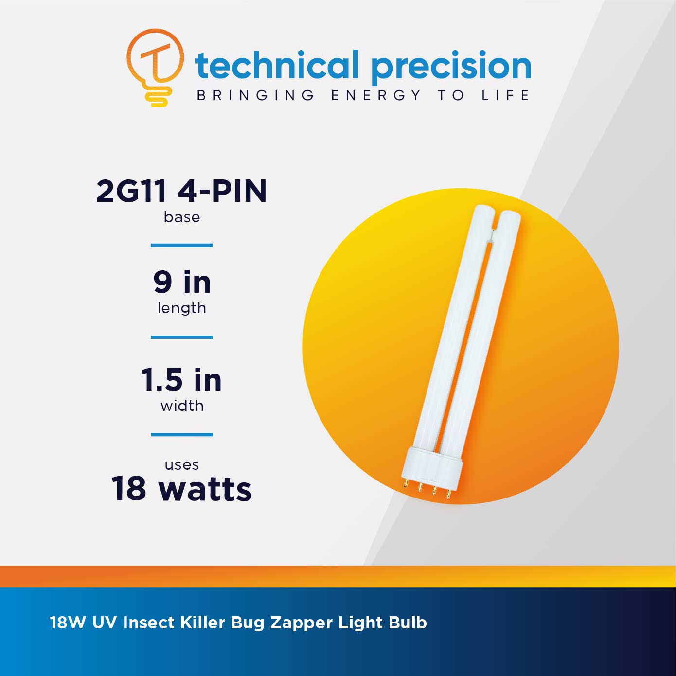 Technical Precision Insect Light Trap Indoor 18W UV Light Bulb Replacement for Luralite Cento Plus - 2G11 Base Insect Killer Bug Zapper Light Bulb - 1 Pack