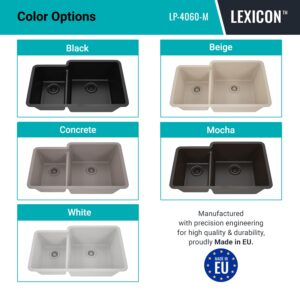 32" x 19" Quartz Kitchen Sink, 40/60 Double Bowl Kitchen Sinks, Drop-in Sink, Undermount Sink, Galaxy Mocha Kitchen Sink, Double Sink Kitchen, Grids, Strainer and Flange, Lexicon Platinum LP-4060-M