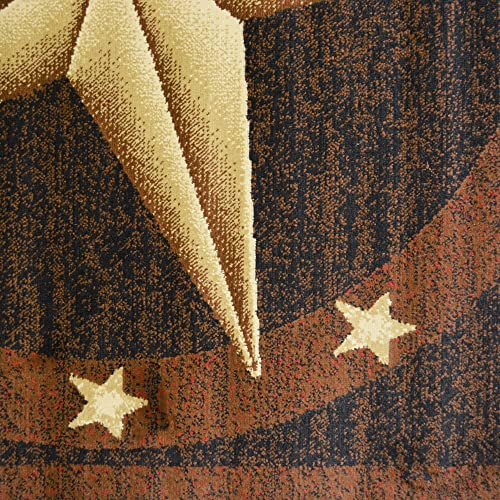 Rustic Lodge, Texas Star Area Rug, 2'3" W x 7'7" L, Black 3683