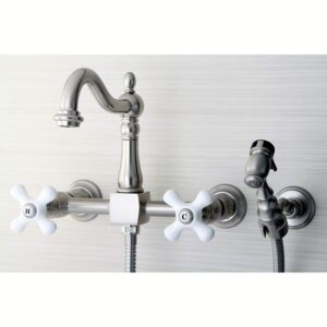 Kingston Brass KS1268PXBS Heritage Wall Mount Kitchen Faucet Sprayer, Brushed Nickel, 8 x 6.56 x 2.25