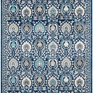 SAFAVIEH Evoke Collection 5'1" x 7'6" Blue/Ivory EVK251C Boho Non-Shedding Living Room Bedroom Area Rug