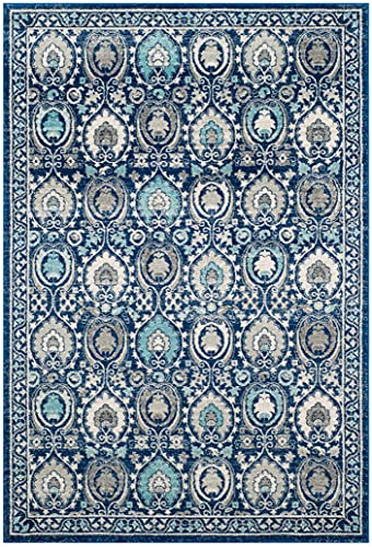 SAFAVIEH Evoke Collection 5'1" x 7'6" Blue/Ivory EVK251C Boho Non-Shedding Living Room Bedroom Area Rug