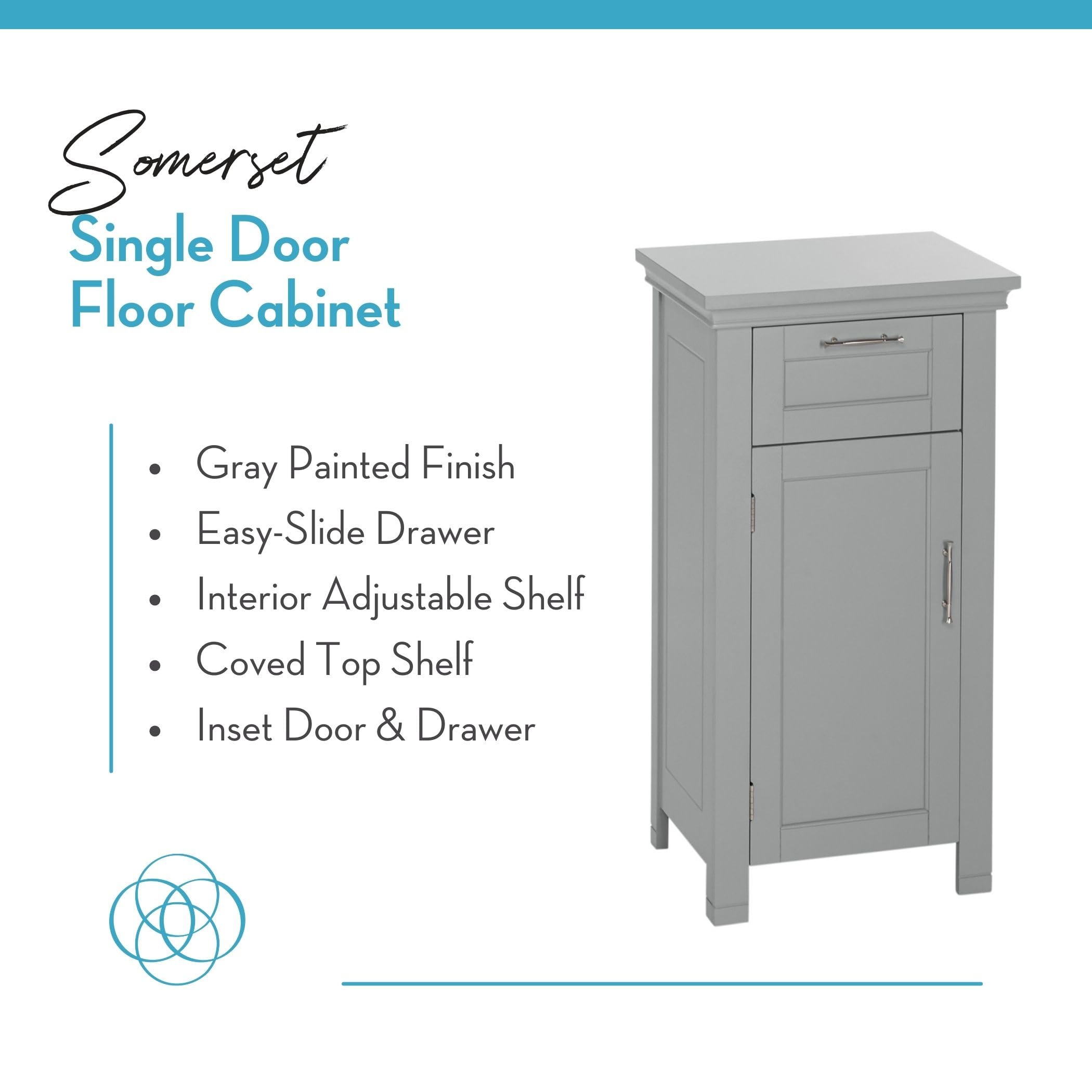 RiverRidge 06-076 Home Somerset Collection Single Door Floor Cabinet, Gray, No Size,Grey