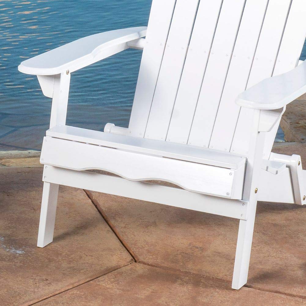 Christopher Knight Home Hanlee Folding Wood Adirondack Chairs, 2-Pcs Set, White