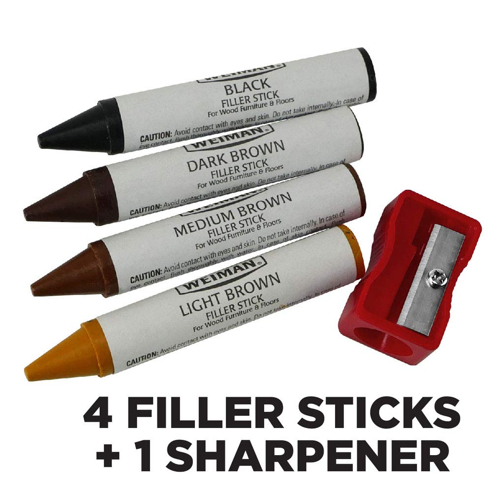 Weiman Wood Repair System Kit - 4 Filler Sticks 4 Touch Up Markers - Floor and Furniture Scratch Fix