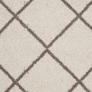 SAFAVIEH Hudson Shag Collection Area Rug - 8' x 10', Ivory & Beige, Modern Trellis Design, Non-Shedding & Easy Care, 2-inch Thick Ideal for High Traffic Areas in Living Room, Bedroom (SGH281D)