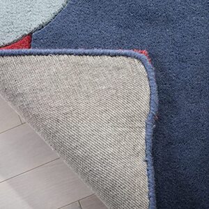 MARTHA STEWART x SAFAVIEH 3'9" x 7' Blue MSR4568A Handmade Truck Wool Playroom Nursery Bedroom Area Rug