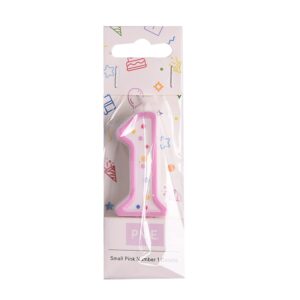 PME Pink Number 1 Candle, Small Size, 1.7-Inch