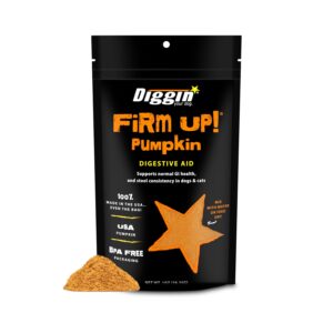 diggin' your dog – firm up pumpkin for dogs & cats – fiber supplement with pumpkin & apple fiber for cat & dog digestive support – made in usa, 1 oz