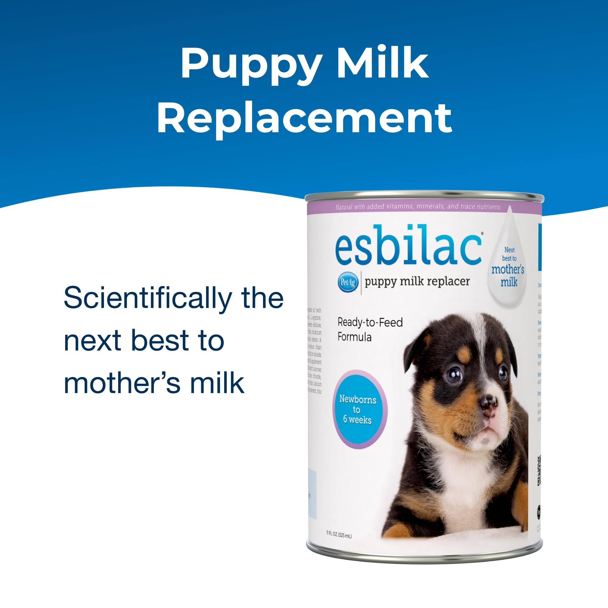 Pet-Ag Esbilac Puppy Milk Replacer Liquid - 11 oz, Pack of 6 - Ready-to-Feed Puppy Formula with Vitamins for Puppies Newborn to Six Weeks Old - Easy to Digest