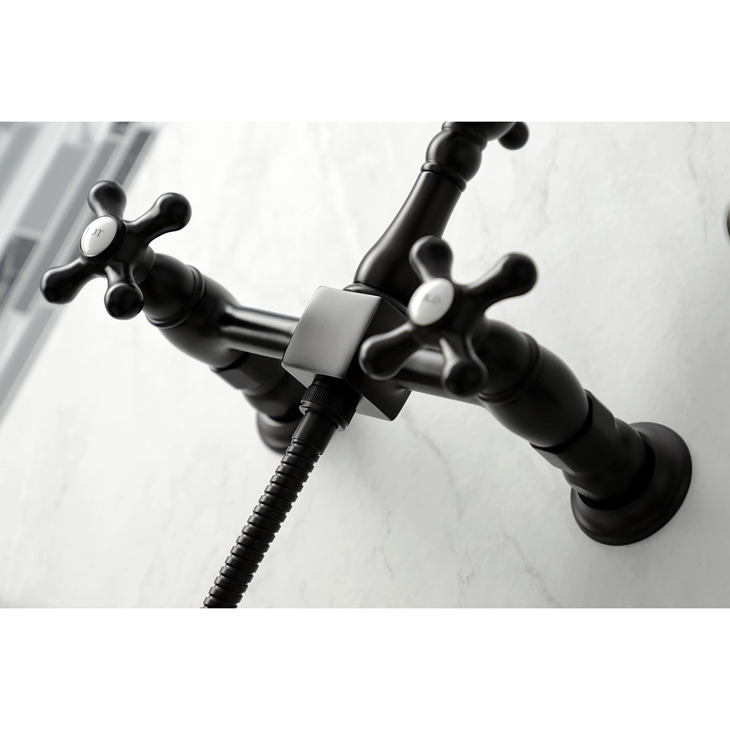 Kingston Brass KS1265AXBS Heritage Bridge Kitchen Faucet, Oil Rubbed Bronze