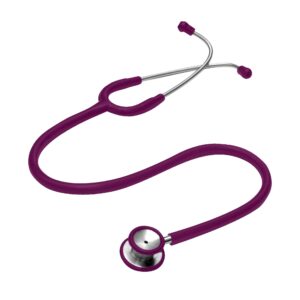 deluxe dual head stethoscope #411 by lane instrument, nickel-plated zinc alloy, colored tubing, 5 color options (burgundy)