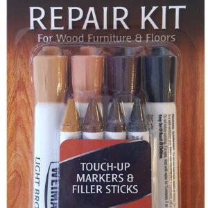 Weiman Wood Repair System Kit - 4 Filler Sticks 4 Touch Up Markers - Floor and Furniture Scratch Fix