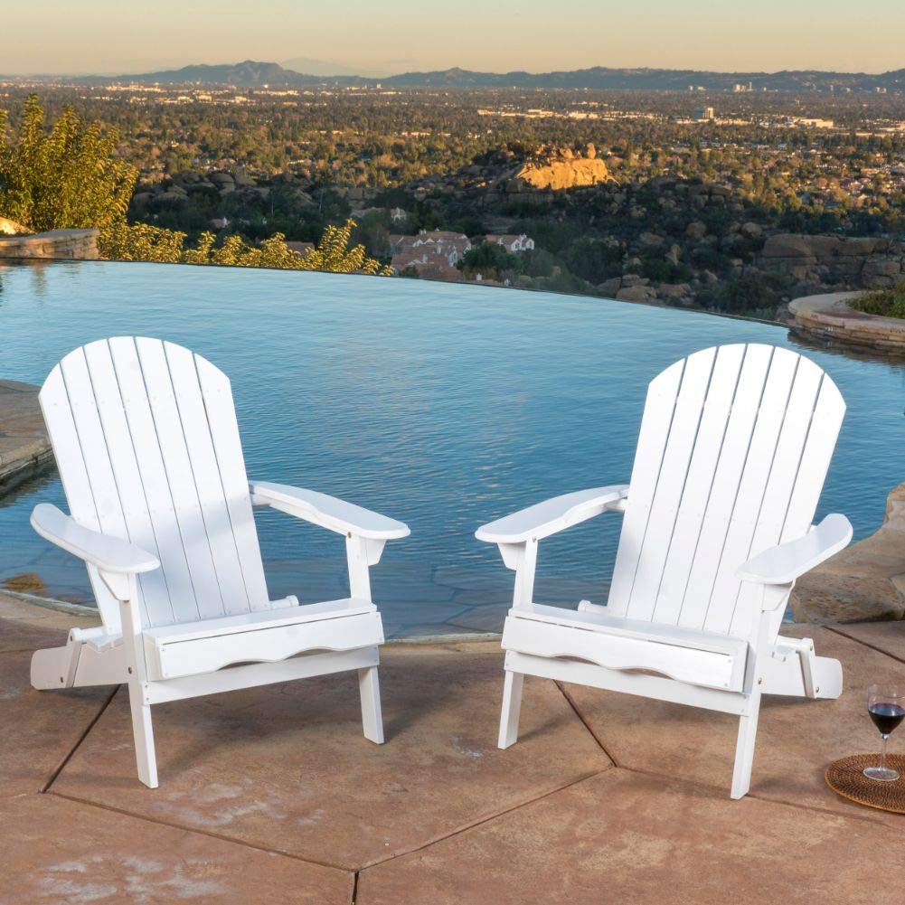 Christopher Knight Home Hanlee Folding Wood Adirondack Chairs, 2-Pcs Set, White