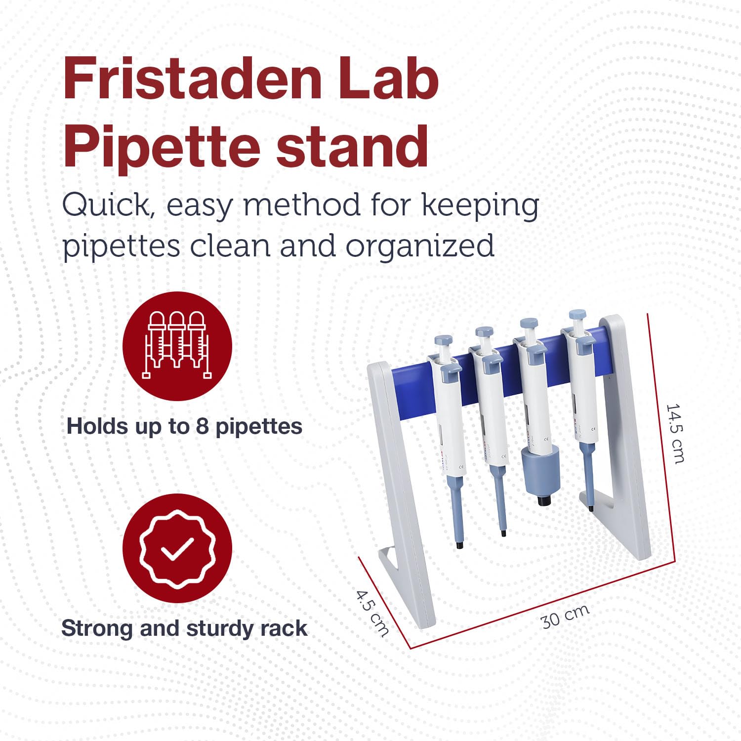 Fristaden Lab Linear Pipettor Stand Holds 8 Pipettes, Laboratory Pipette Rack, Pipettor Holder Fits Up to 8 Laboratory Pipettes, 1 Piece | 1 Year Warranty