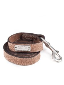 mighty paw leather dog leash - genuine material - premium leash - suitable for all pet sizes - dog show lead thin - distressed genuine leather leash - 5 ft heavy duty dog leash - (light brown)