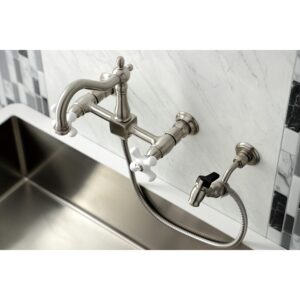 Kingston Brass KS1268PXBS Heritage Wall Mount Kitchen Faucet Sprayer, Brushed Nickel, 8 x 6.56 x 2.25