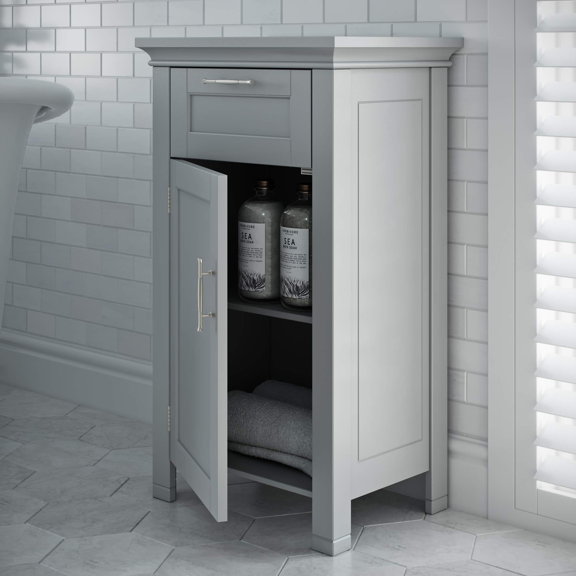 RiverRidge 06-076 Home Somerset Collection Single Door Floor Cabinet, Gray, No Size,Grey