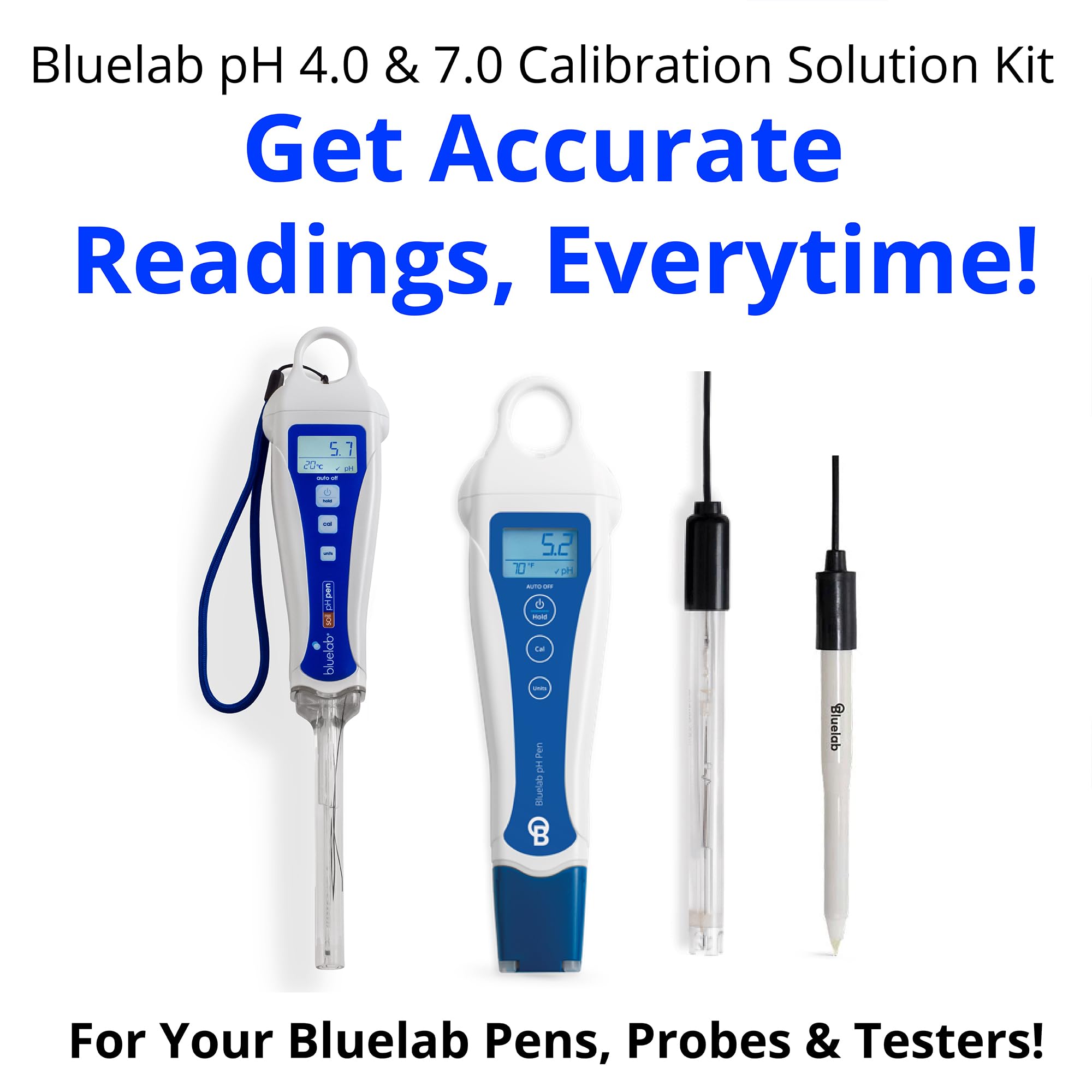 Bluelab pH 4.0 & 7.0 Calibration Solution Kit - pH Meter & pH Pen Calibration for Balanced Nutrient Solution NIST Traceable | Hydroponics, Gardening & Growing Tents (500 ml/ 16.9 Fl Oz Each)