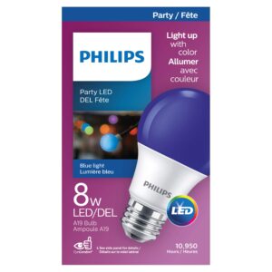 8W A19 Medium Base Non-Dimmable Blue LED Light Bulb