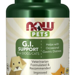 NOW Foods Pet Health, G.I. Support Supplement, Formulated for Cats & Dogs, NASC Certified, 90 Chewable Tablets