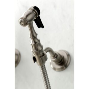 Kingston Brass KS1268PLBS Heritage Wall Mount Kitchen Faucet Sprayer, Brushed Nickel