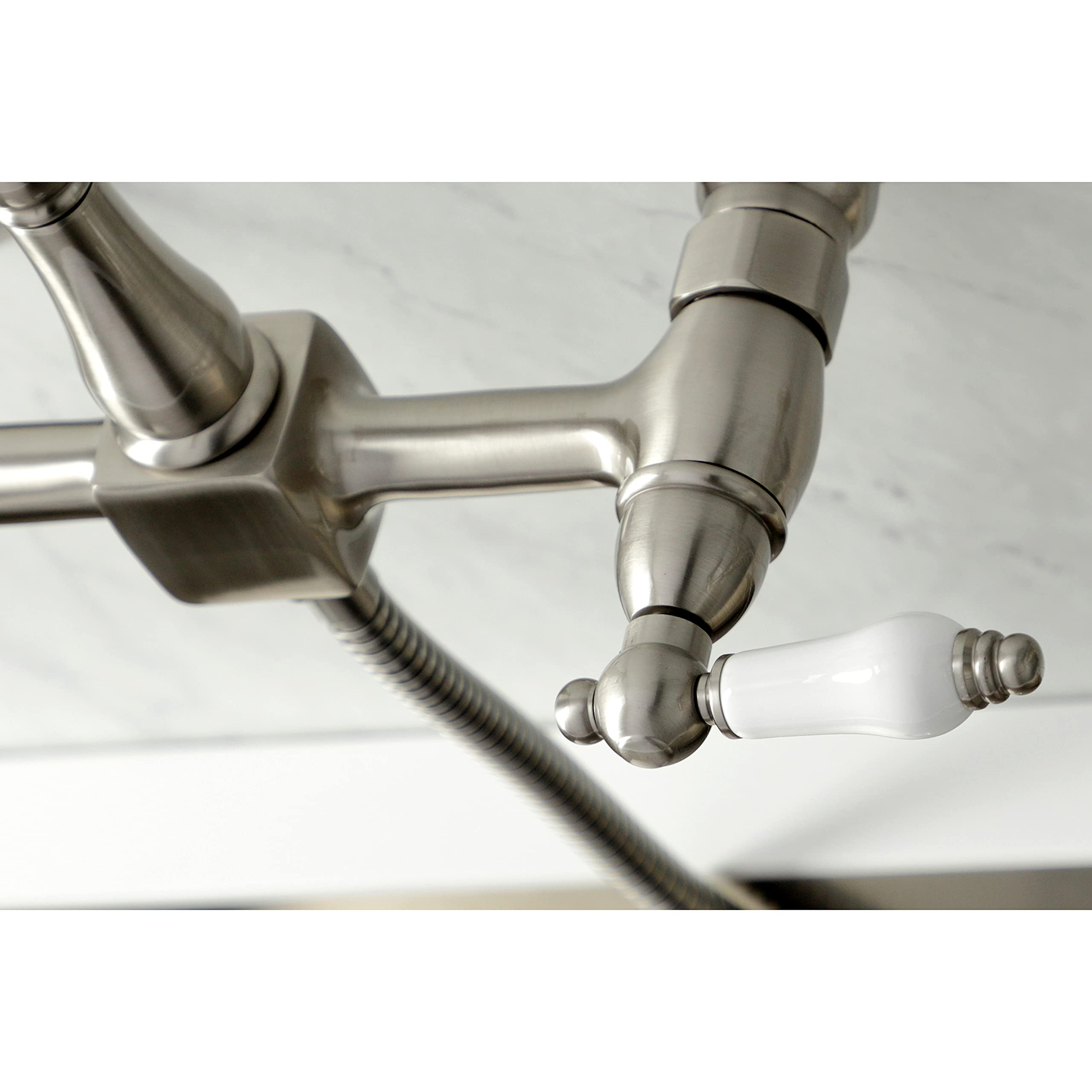 Kingston Brass KS1268PLBS Heritage Wall Mount Kitchen Faucet Sprayer, Brushed Nickel