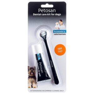 petosan puppy and toy breed dental kit for dogs with toothbrush and toothpaste for pets