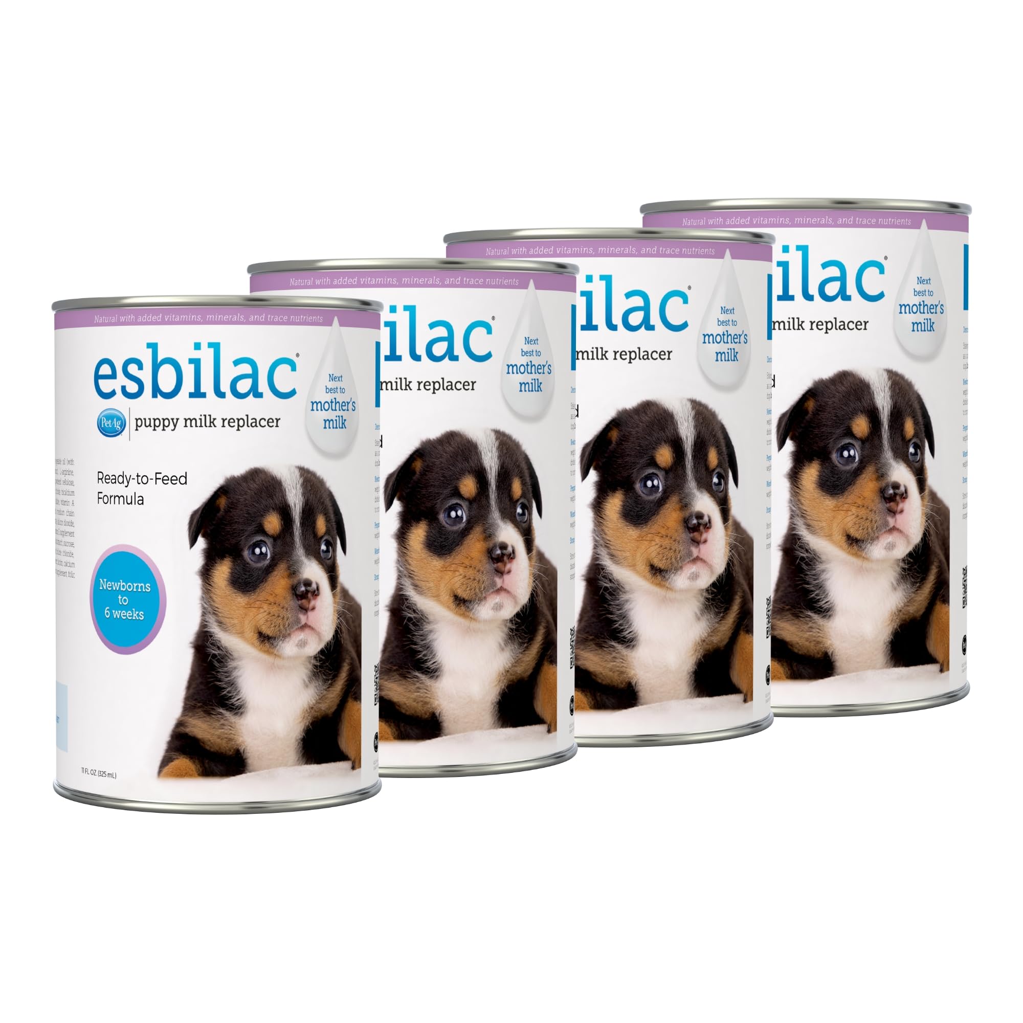 Pet-Ag Esbilac Puppy Milk Replacer Liquid - 11 oz, Pack of 4 - Ready-to-Feed Puppy Formula with Vitamins for Puppies Newborn to Six Weeks Old - Easy to Digest