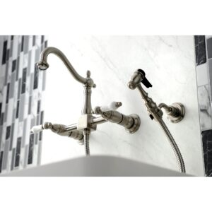 Kingston Brass KS1268PLBS Heritage Wall Mount Kitchen Faucet Sprayer, Brushed Nickel