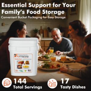 NuManna Family Pack Bucket 144 Servings Family Food Stockpile Emergency Preparedness Easy to Prepare Nutritious Meals Non-Gmo, No Added Preservatives Made In USA 25+ Year Shelf Life