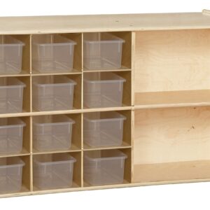 Contender Kids Dual Cubbie Storage Shelves, Pigeon Hole Shelving Montessori Shelves for Toddlers Cubbies for Classrooms, Toy Rack Organizer for Kids, 12 Translucent Trays,Natural,C16601