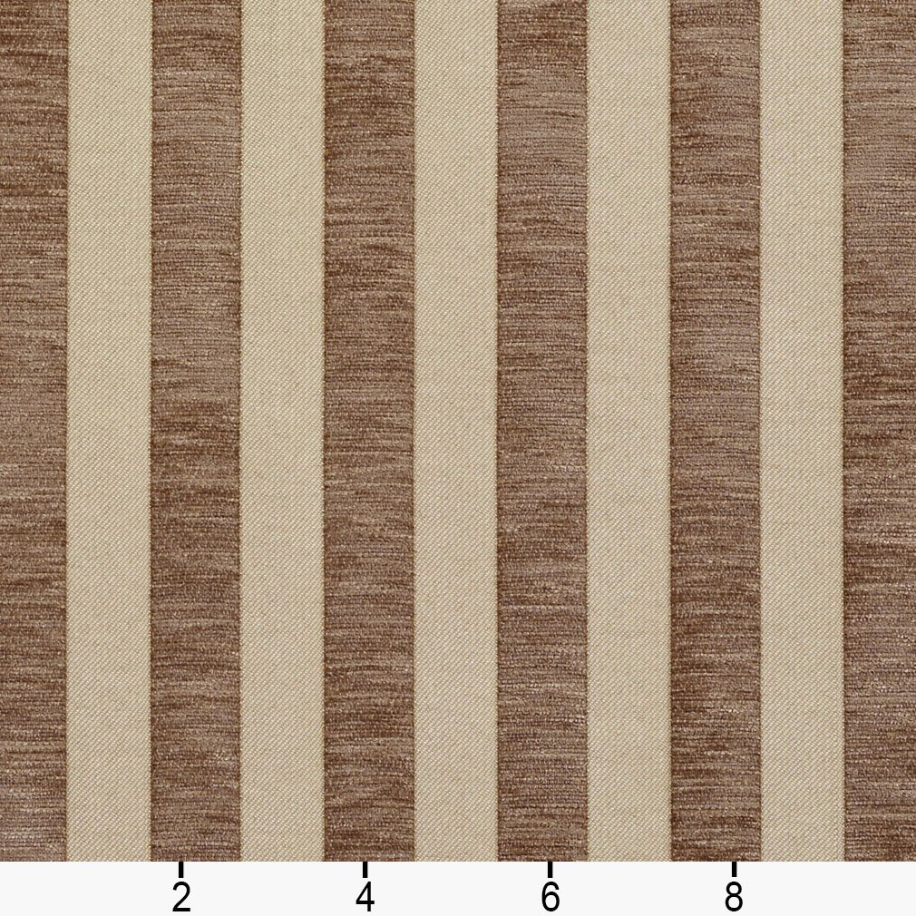 B0850G Light Brown Woven Striped Chenille Upholstery Fabric by The Yard